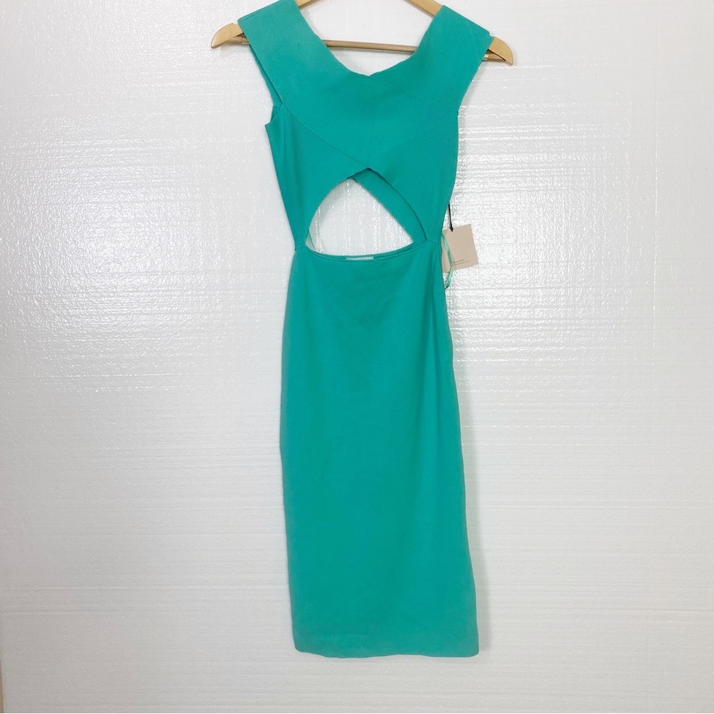 Superdown Dress Waist Cut out Rayon Spandex NWT Side Zipped Green Size Small - Picture 2 of 11